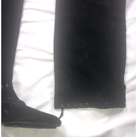 Jimmy Choo Whitby Black Waxed Suede Flat Knee Over Knee Boots Size EU 37 US 7 - Picture 6 of 11